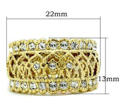 STUNNING YELLOW GOLD PLATED SIMULATED DIAMOND LADIES RING
