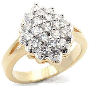 STUNNING YELLOW GOLD PLATED SIMULATED DIAMOND LADIES RING