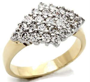 STUNNING YELLOW GOLD PLATED SIMULATED DIAMOND LADIES RING