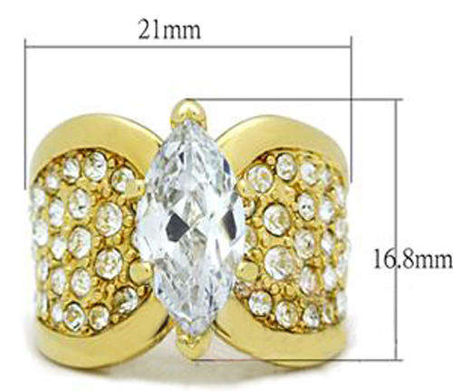 STUNNING YELLOW GOLD PLATED SIMULATED DIAMOND LADIES RING