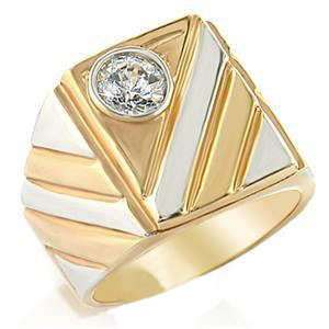 YELLOW GOLD PLATED SIMULATED DIAMOND RING