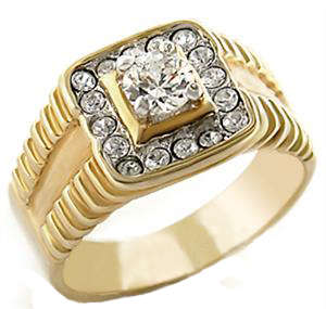 YELLOW GOLD PLATED SIMULATED DIAMOND RING