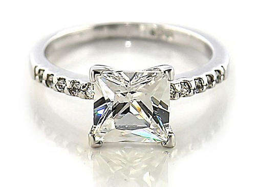 18K WHITE GOLD PLATED SIMULATED DIAMOND LADIES RING