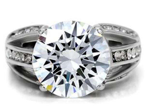 STAINLESS STEEL SIMULATED DIAMOND LADIES RING