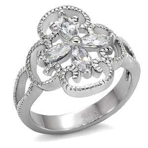 STUNNING STAINLESS STEEL SIMULATED DIAMOND LADIES RING