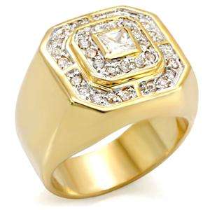 YELLOW GOLD PLATED SIMULATED DIAMOND RING