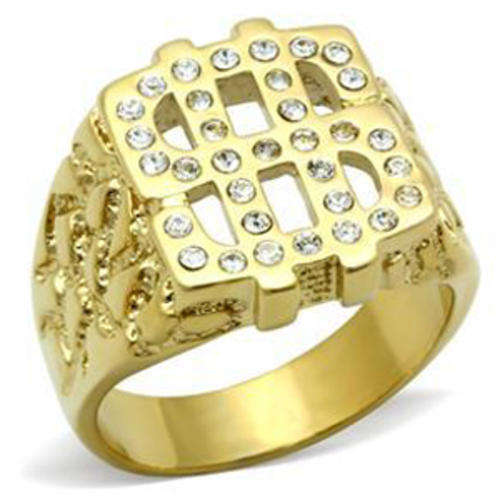 YELLOW GOLD PLATED SIMULATED DIAMOND RING