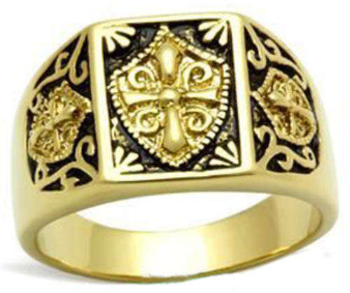YELLOW GOLD PLATED SIMULATED DIAMOND RING