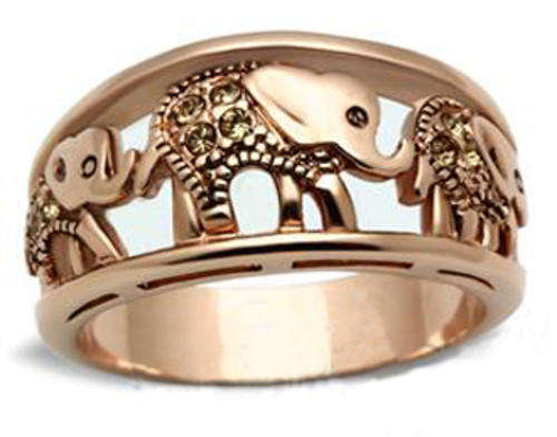 STUNNING ROSE GOLD PLATED SIMULATED CITRINE LADIES RING