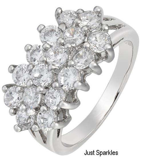 18K WHITE GOLD PLATED SIMULATED DIAMOND LADIES RING