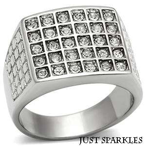 STAINLESS STEEL SIMULATED DIAMOND RING