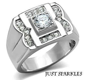STAINLESS STEEL SIMULATED DIAMOND RING