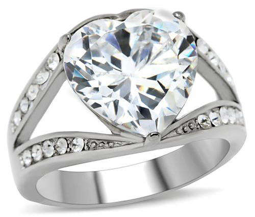 STUNNING STAINLESS STEEL SIMULATED DIAMOND LADIES RING