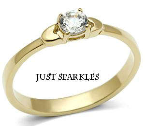 STUNNING 18K YELLOW GOLD PLATED SIMULATED DIAMOND LADIES RING