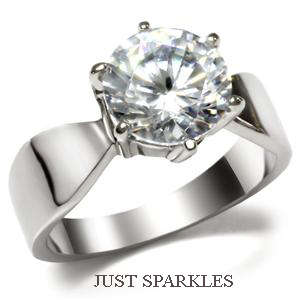 STUNNING STAINLESS STEEL SIMULATED DIAMOND LADIES RING