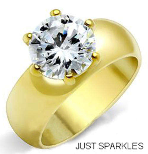 STUNNING 18K YELLOW GOLD PLATED SIMULATED DIAMOND LADIES RING