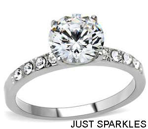 STUNNING STAINLESS STEEL SIMULATED DIAMOND LADIES RING