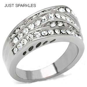 STUNNING STAINLESS STEEL SIMULATED DIAMOND LADIES RING