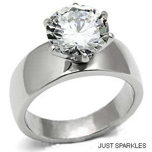 STUNNING STAINLESS STEEL SIMULATED DIAMOND LADIES RING