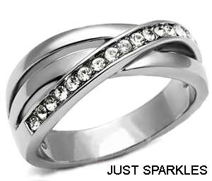 STUNNING STAINLESS STEEL SIMULATED DIAMOND LADIES RING