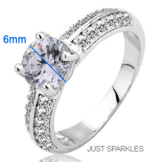 18K WHITE GOLD PLATED SIMULATED DIAMOND LADIES RING