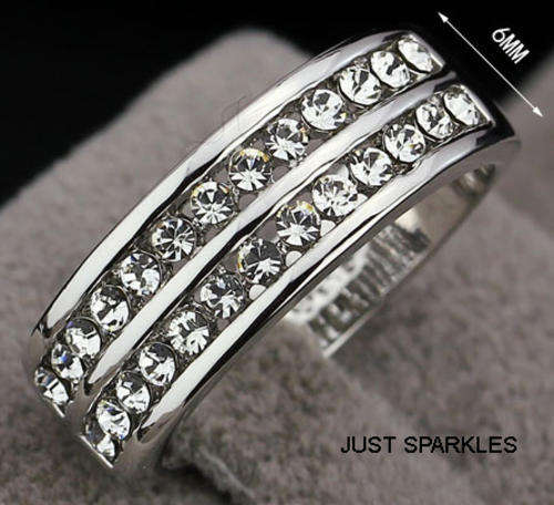 18K WHITE GOLD PLATED SIMULATED DIAMOND LADIES RING