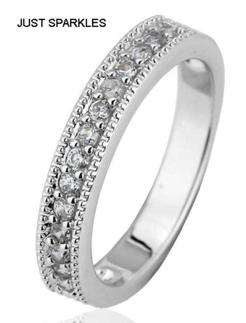 18K WHITE GOLD PLATED SIMULATED DIAMOND LADIES RING