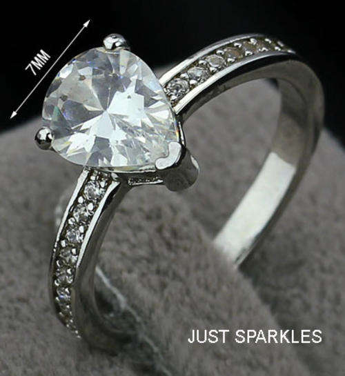 18K WHITE GOLD PLATED SIMULATED DIAMOND LADIES RING