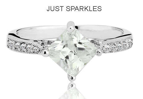 18K WHITE GOLD PLATED SIMULATED DIAMOND LADIES RING
