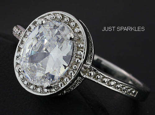18K WHITE GOLD PLATED SIMULATED DIAMOND LADIES RING