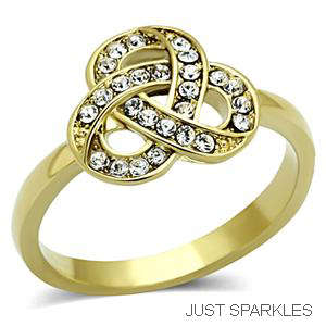 STUNNING 18K YELLOW GOLD PLATED SIMULATED DIAMOND LADIES RING