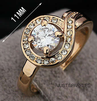 STUNNING  ROSE GOLD PLATED SIMULATED DIAMOND LADIES RING