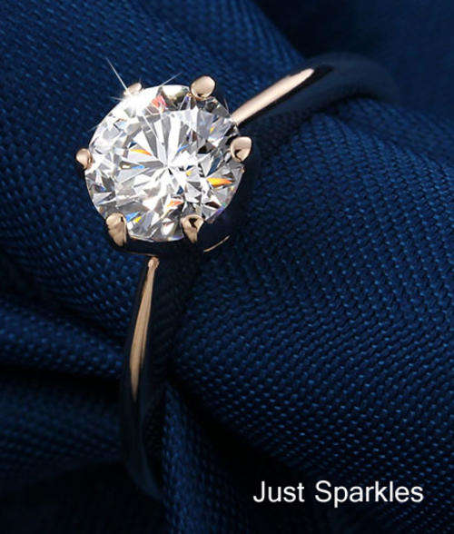 STUNNING ROSE GOLD PLATED SIMULATED DIAMOND LADIES RING
