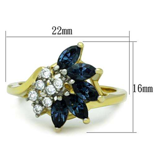 STUNNING 18K YELLOW GOLD PLATED SIMULATED SAPPHIRE LADIES RING