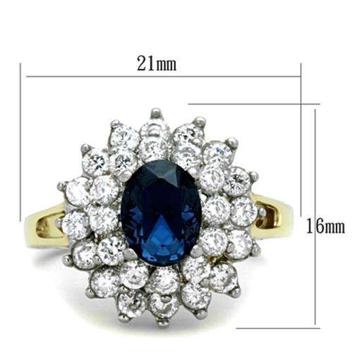 STUNNING 18K YELLOW GOLD PLATED SIMULATED SAPPHIRE LADIES RING