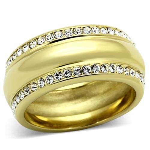 STUNNING YELLOW GOLD PLATED SIMULATED DIAMOND LADIES RING