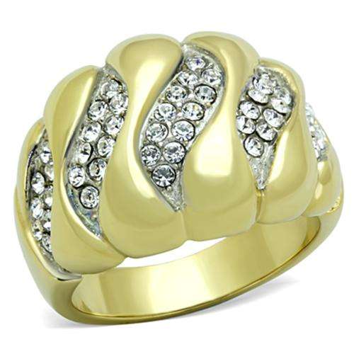 STUNNING 18K YELLOW GOLD PLATED SIMULATED DIAMOND LADIES RING