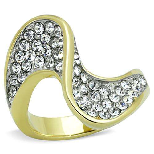 STUNNING YELLOW GOLD PLATED SIMULATED DIAMOND LADIES RING