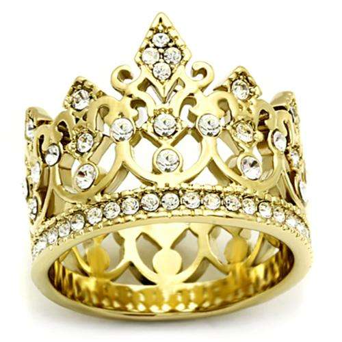 STUNNING YELLOW GOLD PLATED SIMULATED DIAMOND LADIES RING