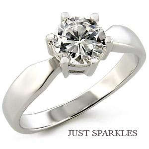STUNNING STAINLESS STEEL SIMULATED DIAMOND LADIES RING