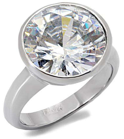 STUNNING STAINLESS STEEL SIMULATED DIAMOND LADIES RING