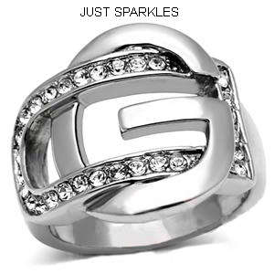 STUNNING STAINLESS STEEL SIMULATED DIAMOND LADIES RING