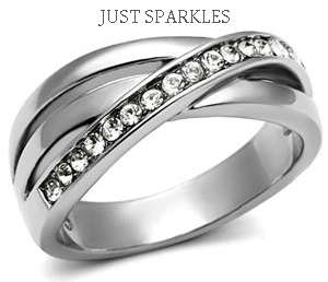 STUNNING STAINLESS STEEL SIMULATED DIAMOND LADIES RING