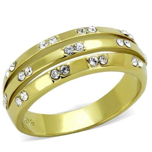 STUNNING YELLOW GOLD PLATED SIMULATED DIAMOND LADIES RING