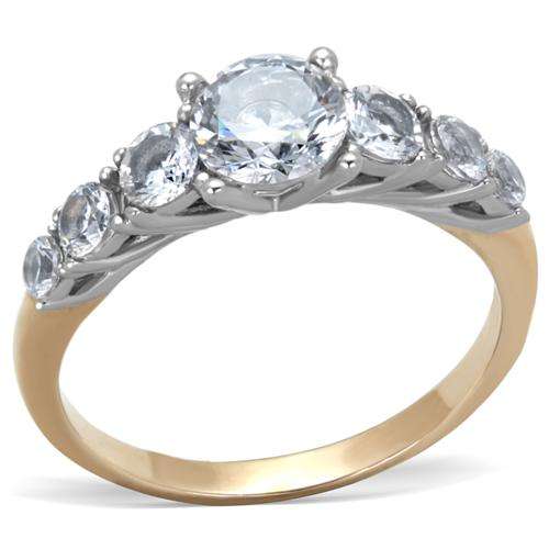 STUNNING YELLOW GOLD PLATED SIMULATED DIAMOND LADIES RING