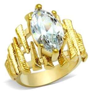 STUNNING 18K YELLOW GOLD PLATED SIMULATED DIAMOND LADIES RING