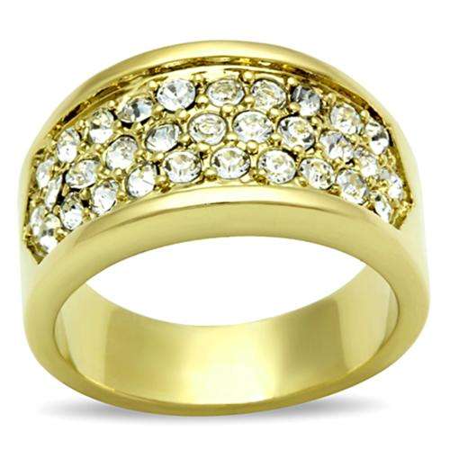 STUNNING YELLOW GOLD PLATED SIMULATED DIAMOND LADIES RING