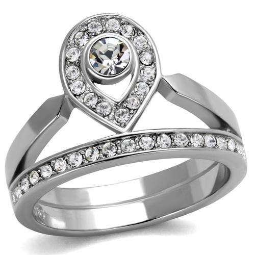 STUNNING STAINLESS STEEL SIMULATED DIAMOND LADIES RING