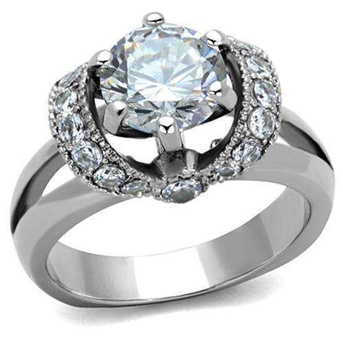 STUNNING STAINLESS STEEL SIMULATED DIAMOND LADIES RING