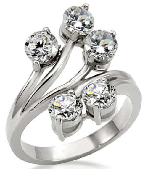 STUNNING STAINLESS STEEL SIMULATED DIAMOND LADIES RING